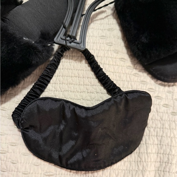 INC Black Faux Fur Slippers and Sleep Mask Set - Picture 3 of 4